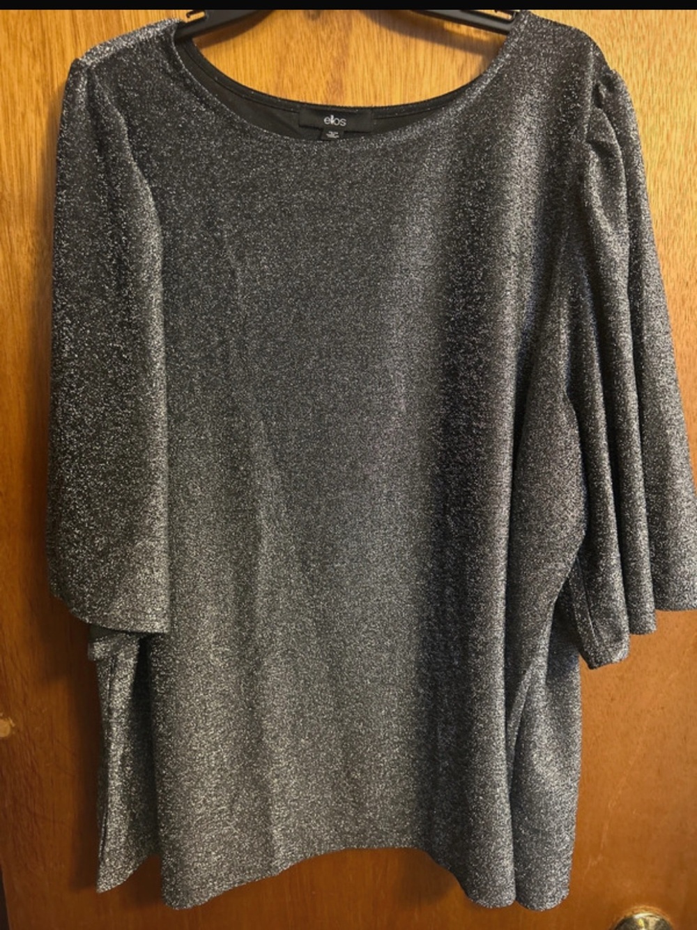 ellos black silver metallic blouse - womens plus 2X 26/28 fancy top